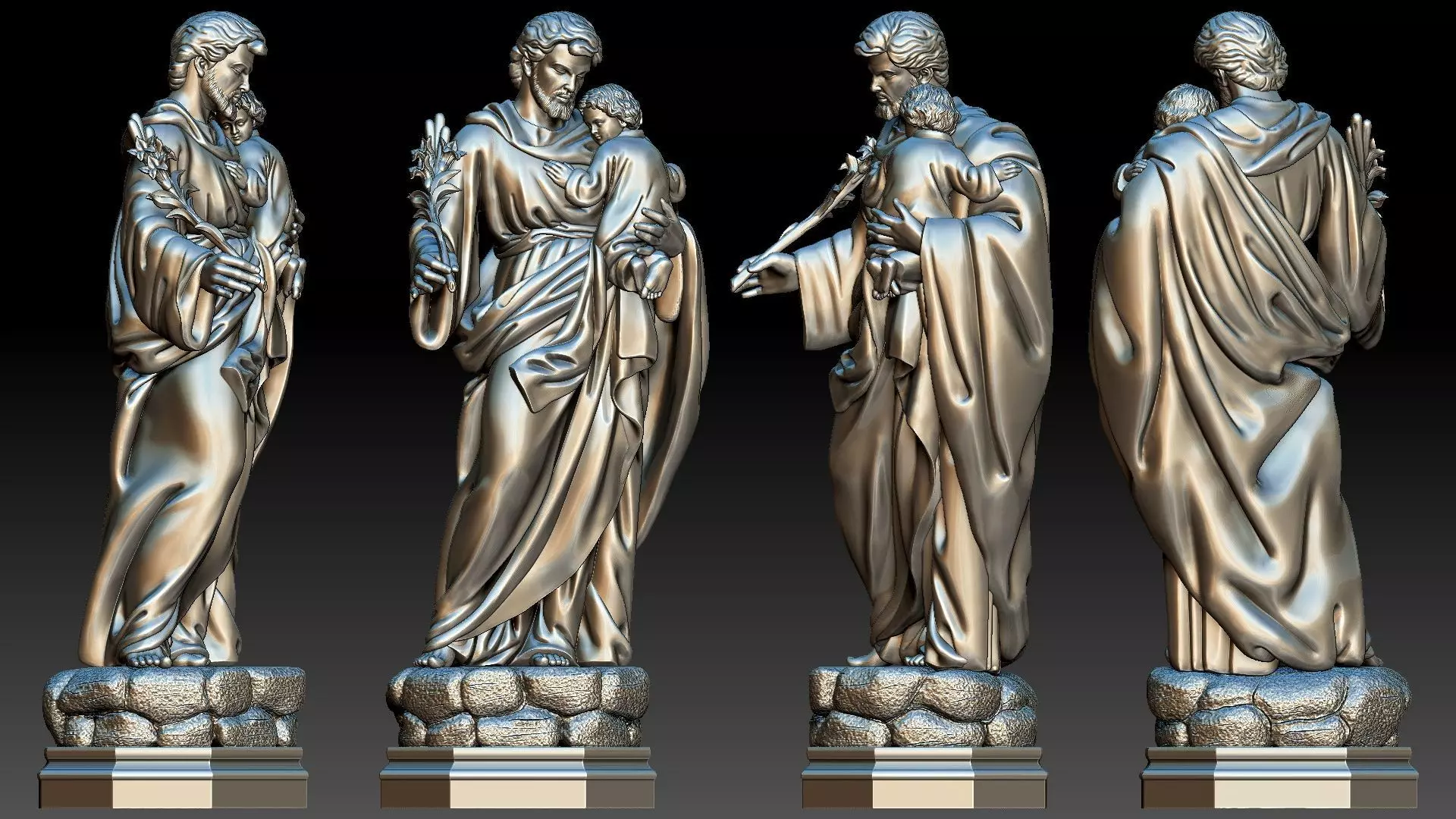 Saint Joseph holding the baby Jesus 3D print model_0