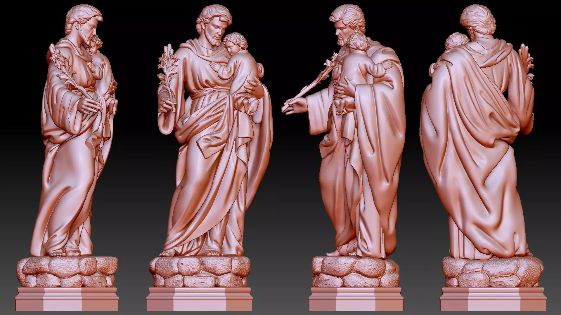 Saint Joseph holding the baby Jesus 3D print model_7