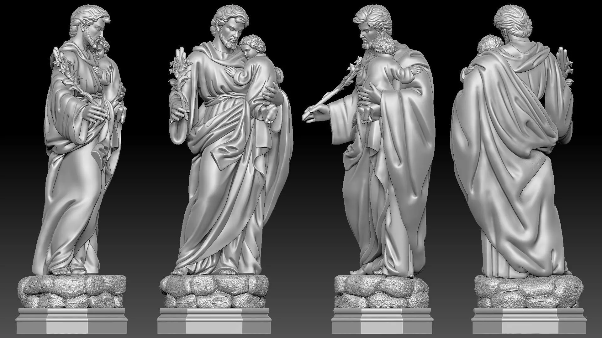 Saint Joseph holding the baby Jesus 3D print model_4