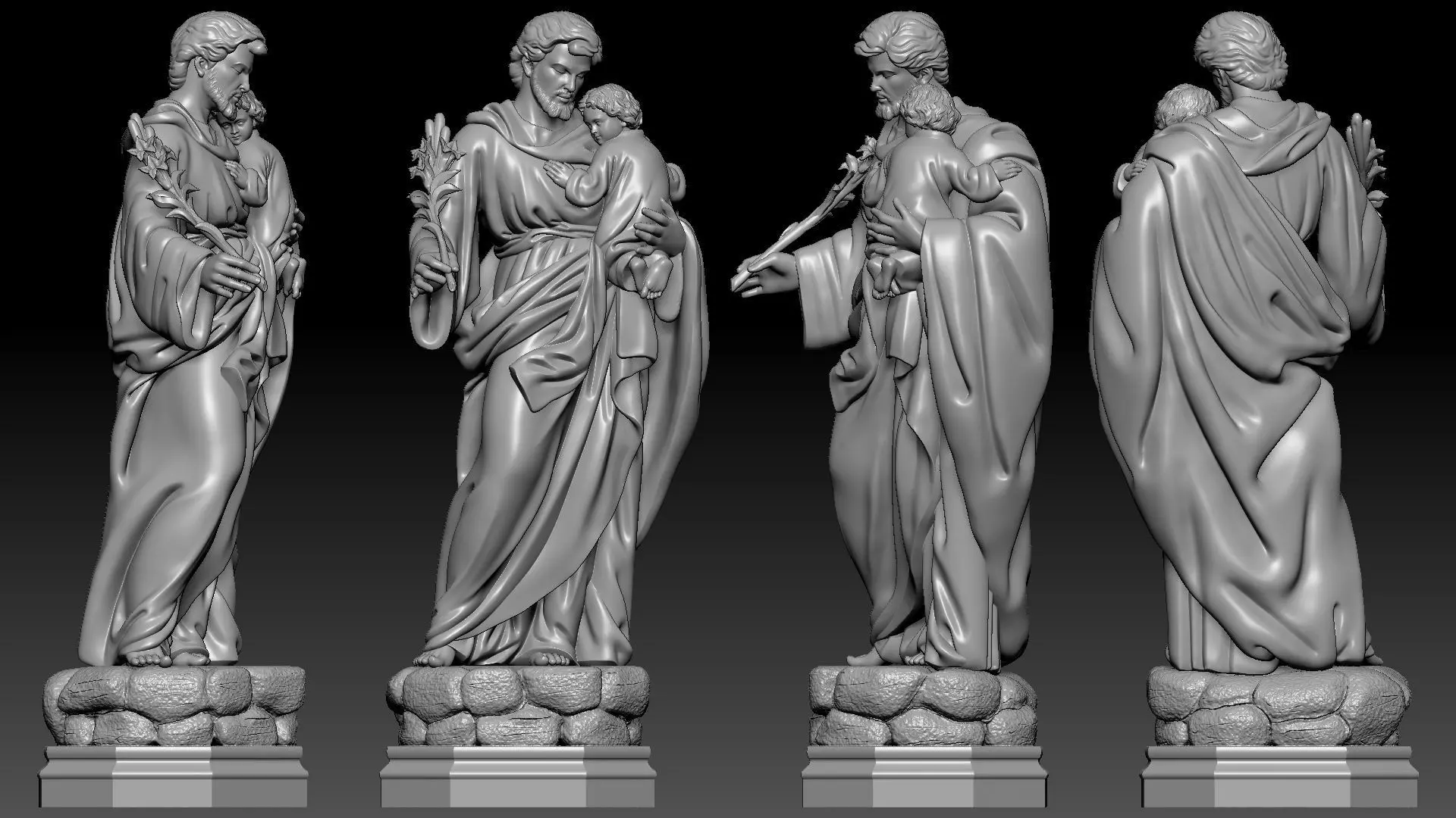 Saint Joseph holding the baby Jesus 3D print model_3