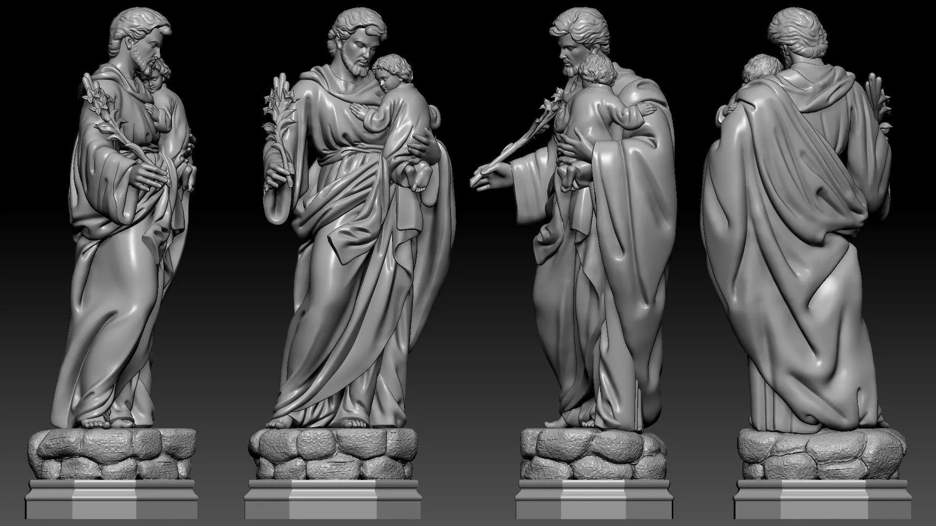 Saint Joseph holding the baby Jesus 3D print model_1