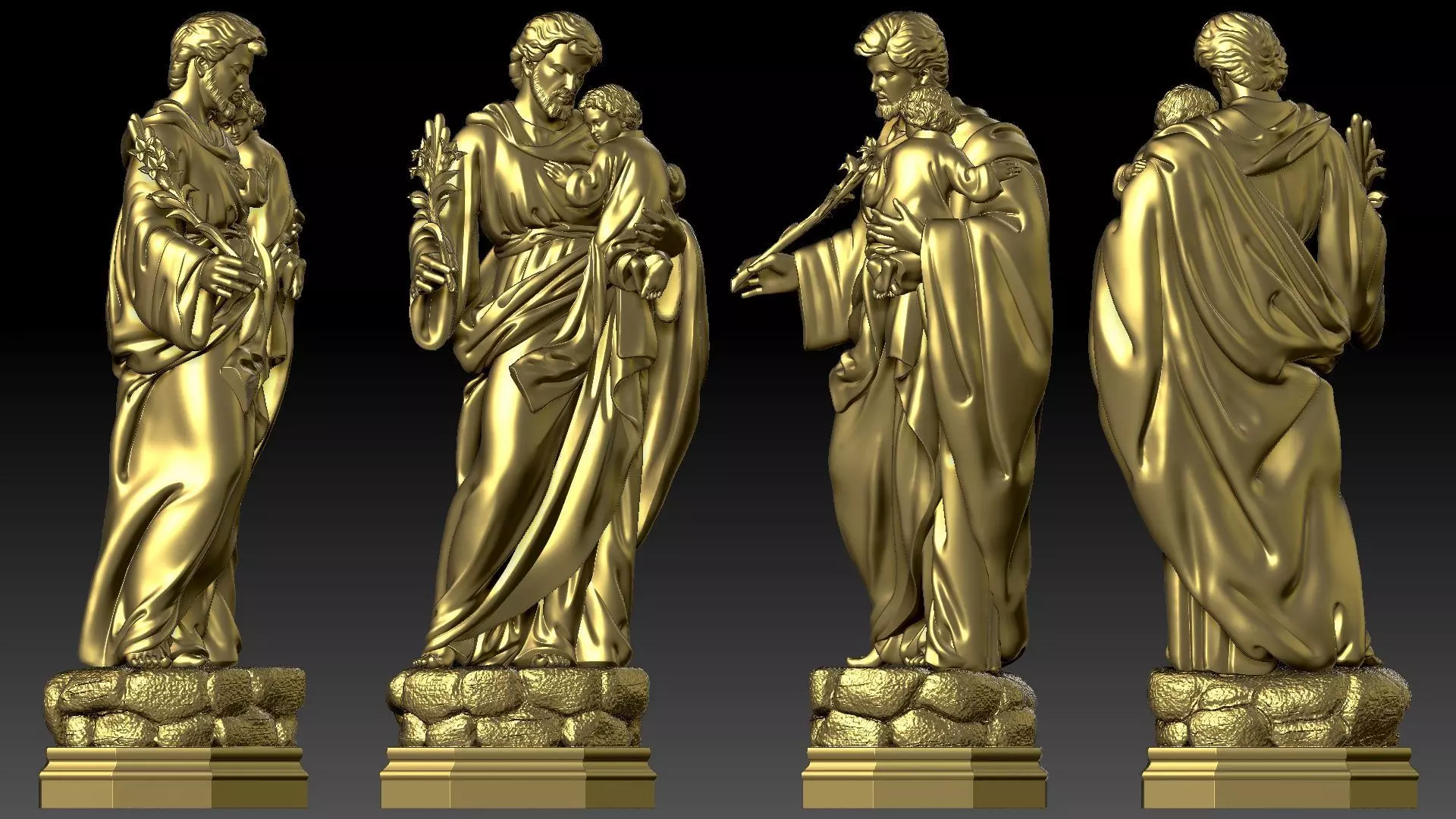 Saint Joseph holding the baby Jesus 3D print model_9