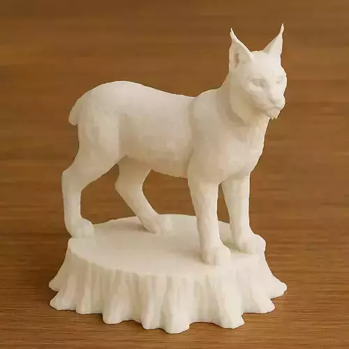 Eurasian Lynx On Tree Stump