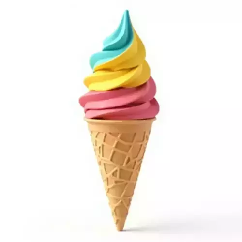 Rainbow Layered Soft Serve Ice Cream 3D Model Low-poly 3D model