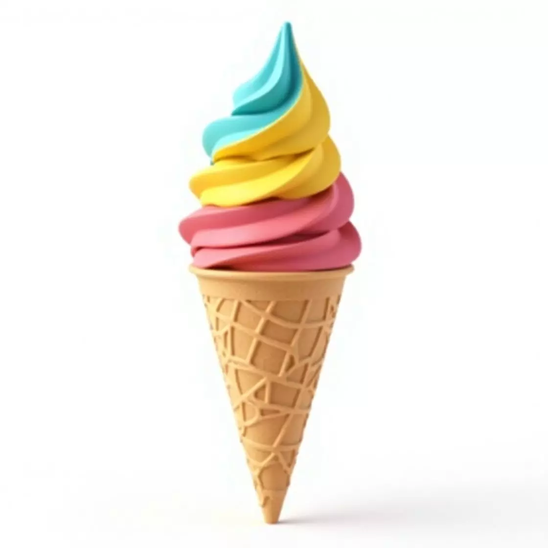 Rainbow Layered Soft Serve Ice Cream 3D Model Low-poly 3D model_0