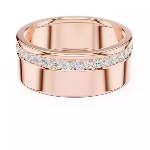 Round Cut Diamond Thick Wedding Band For Men 3DM STL Video