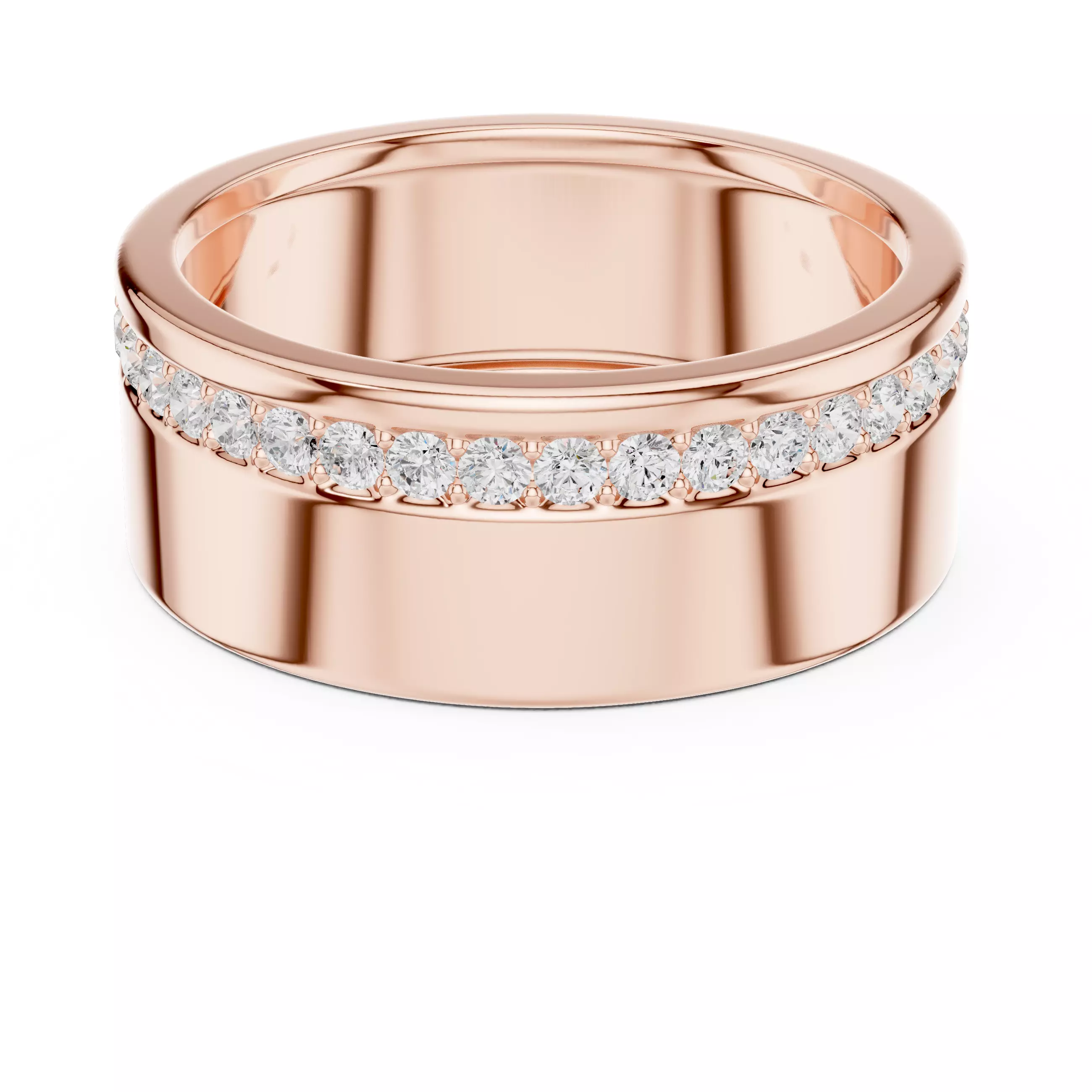 Round Cut Diamond Thick Wedding Band For Men 3DM STL Video 3D print model