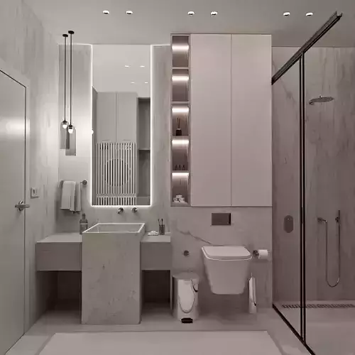 Archviz Bathroom Intrior Scene and Lighting 3