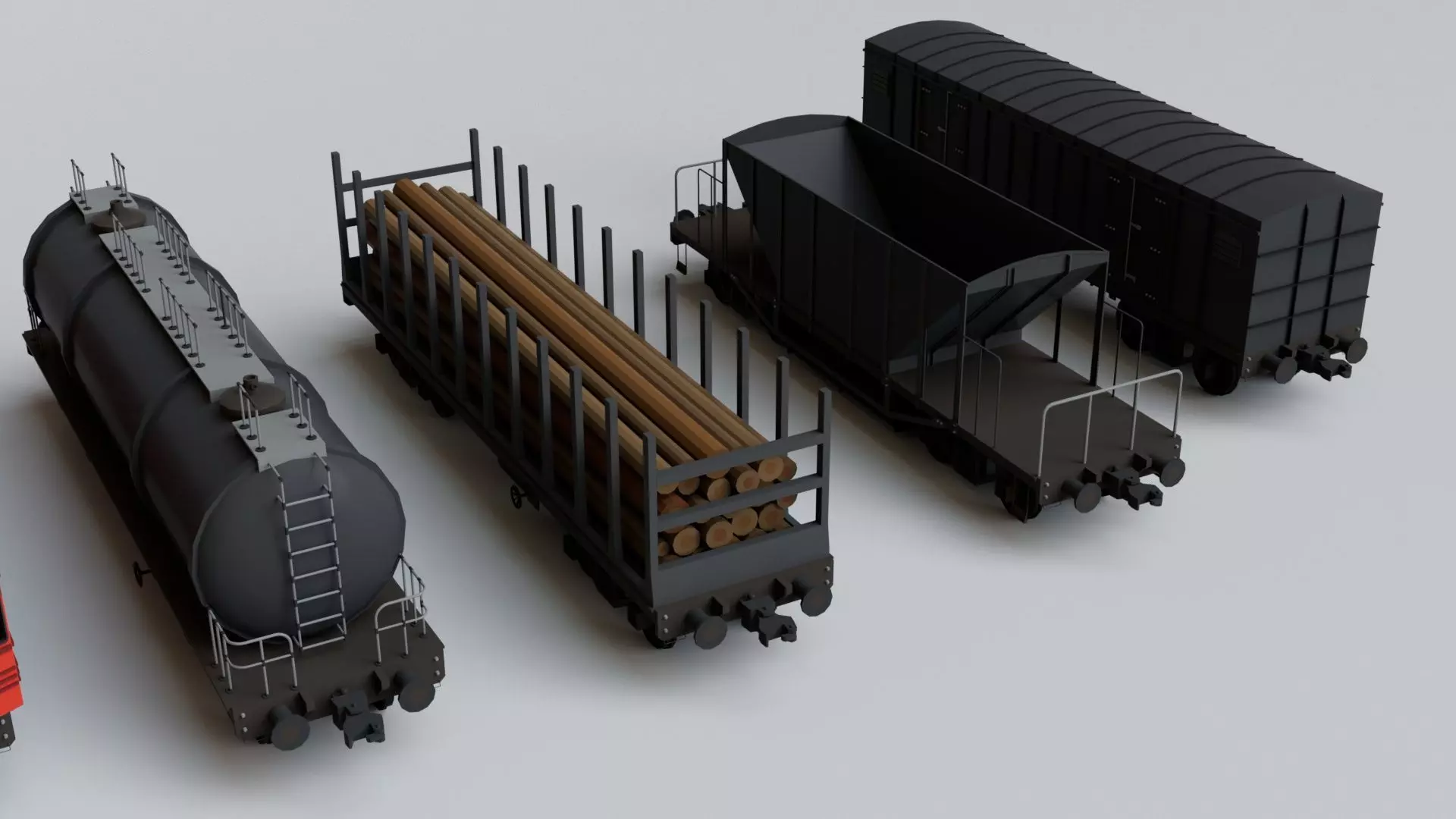 Vintage Steam Train Engine Station with Interior Low-poly 3D model_9