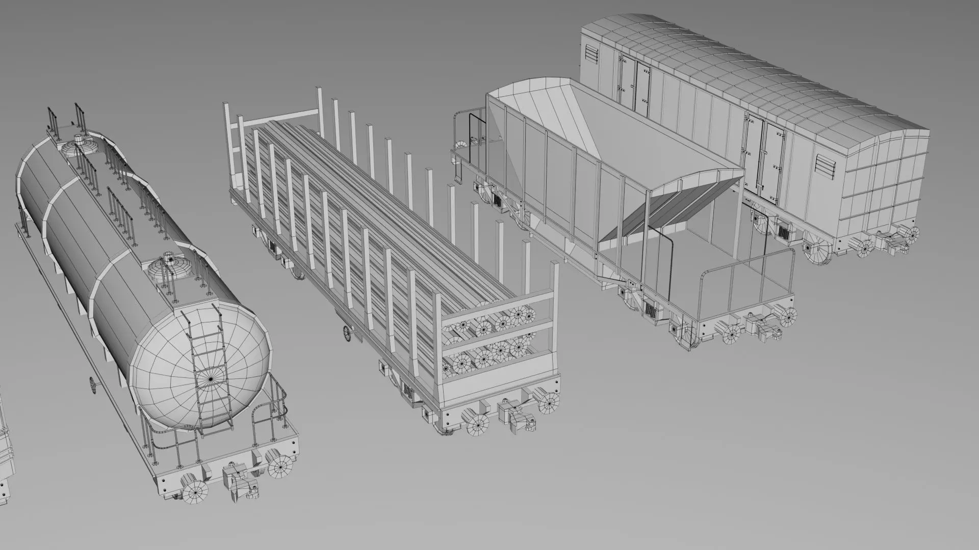 Vintage Steam Train Engine Station with Interior Low-poly 3D model_8