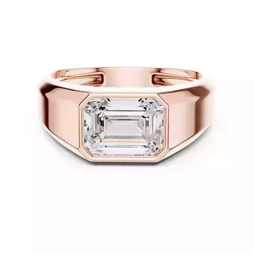 Solitaire East West Emerald Cut Signet Ring For Men File Video 3D print model