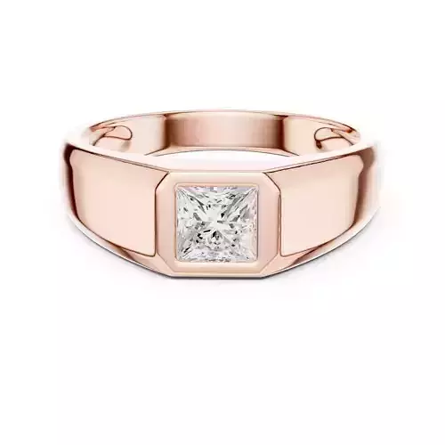 Princess Cut Solitaire Bezel Set Signet Ring Men 3DM STL Video 3D print model