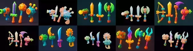 weapon Fantasy Sword and Mace bundle 9 pack 51 glb