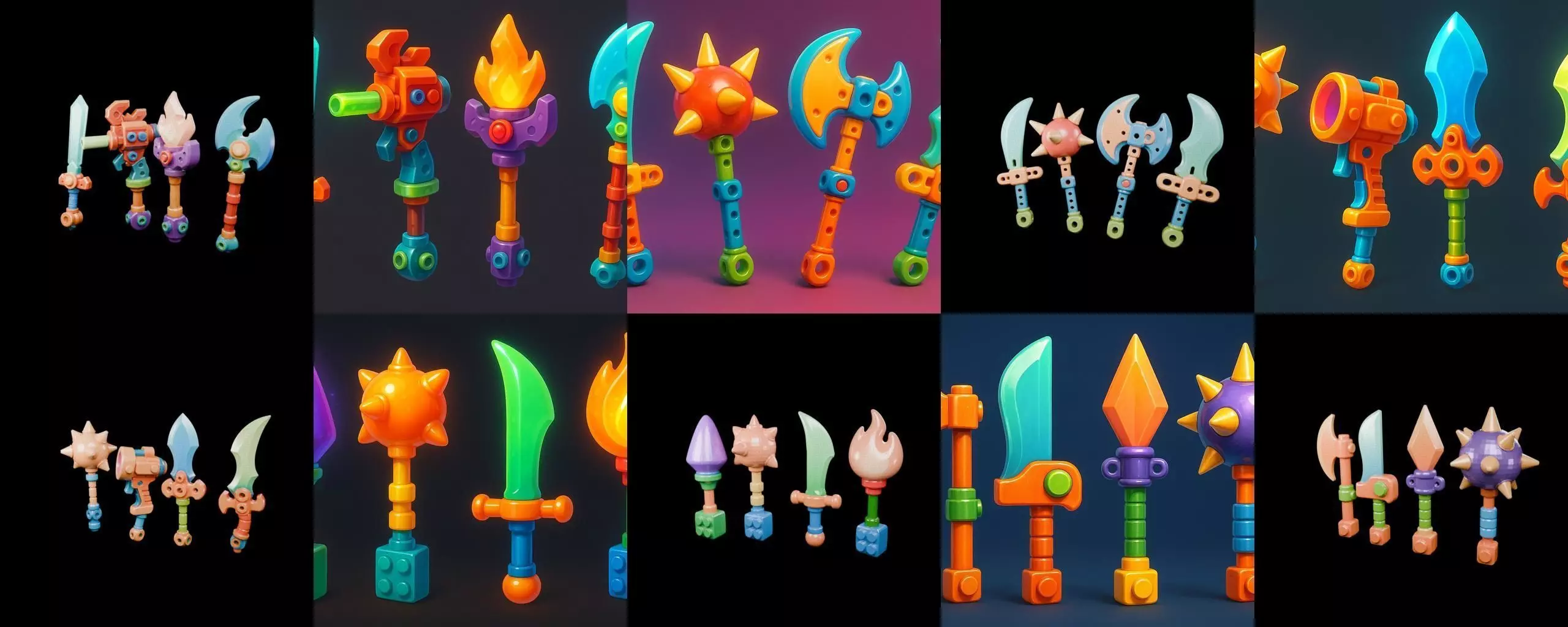 weapon Fantasy Sword and Mace bundle 8 pack 100 glb 3D model_5