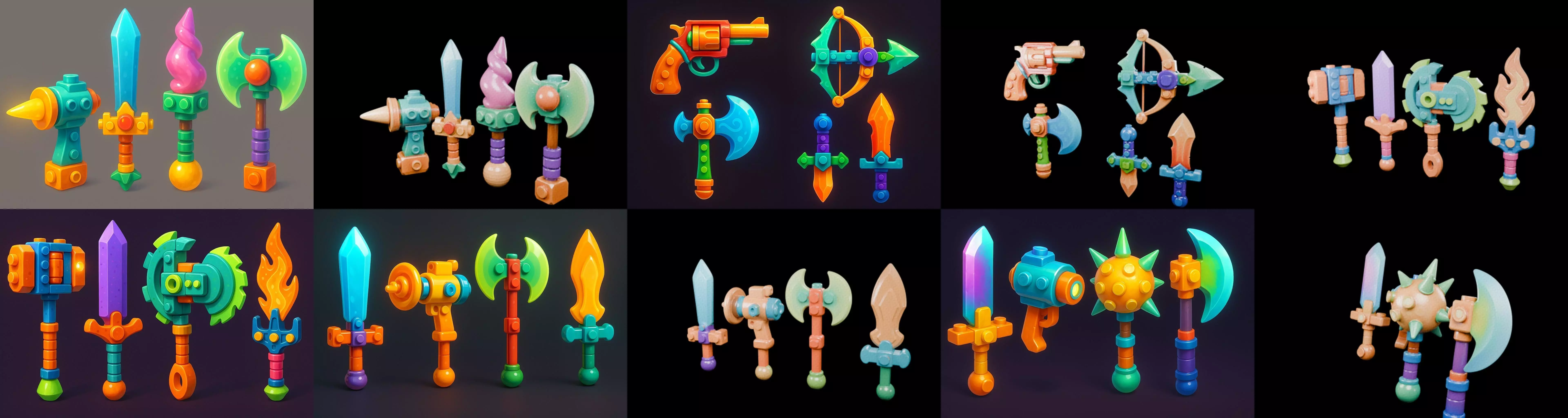 weapon Fantasy Sword and Mace bundle 8 pack 100 glb 3D model_13