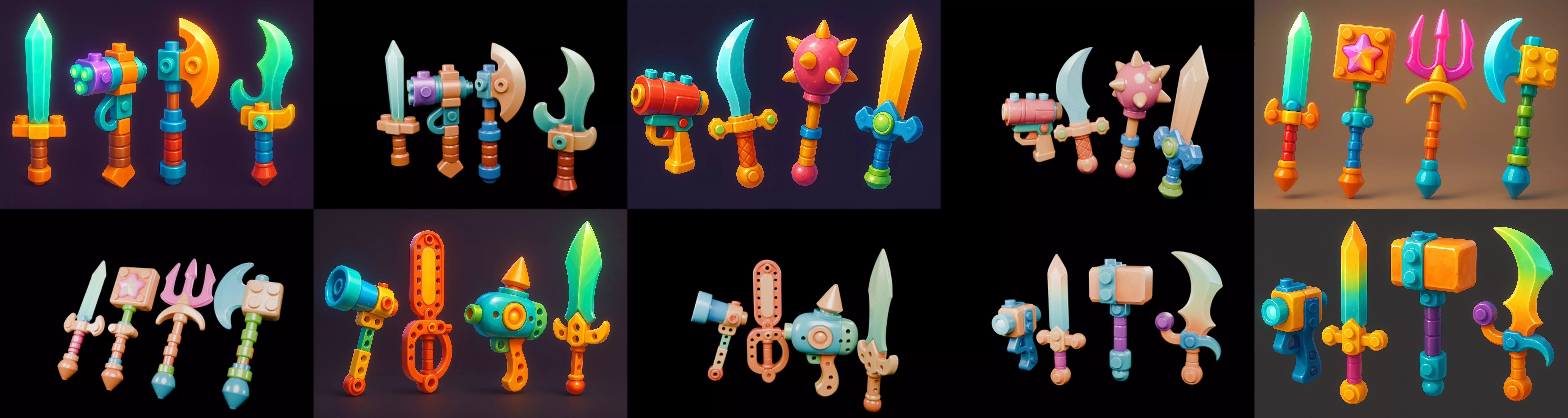 weapon Fantasy Sword and Mace bundle 8 pack 100 glb 3D model_3
