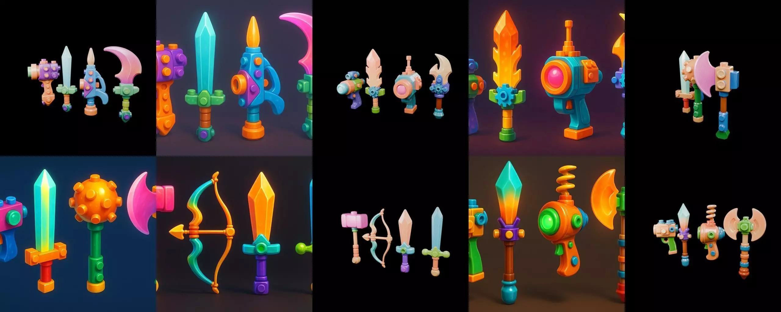 weapon Fantasy Sword and Mace bundle 8 pack 100 glb 3D model_10