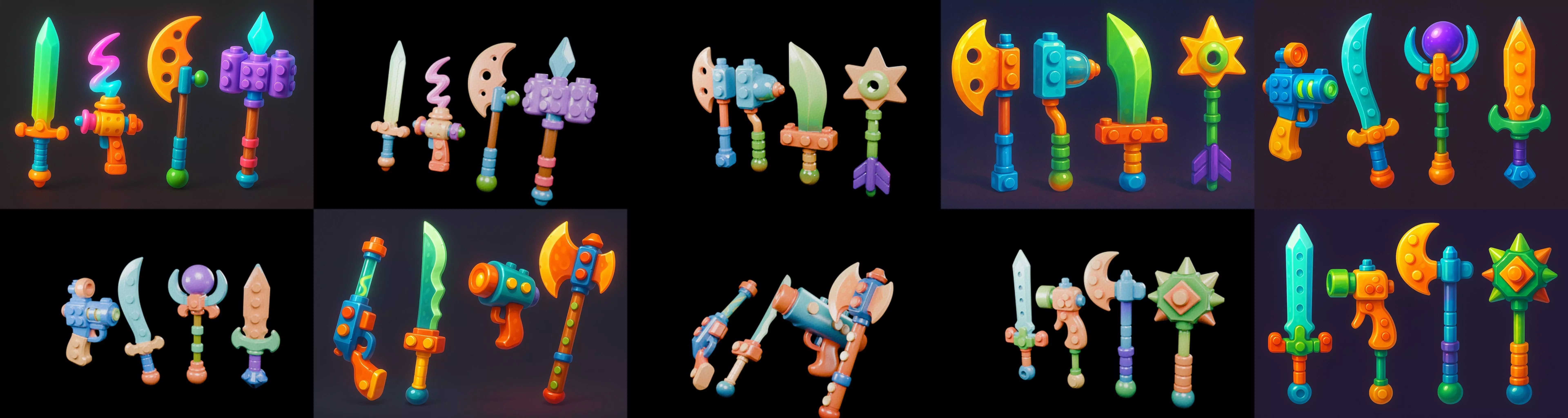 weapon Fantasy Sword and Mace bundle 8 pack 100 glb 3D model_14