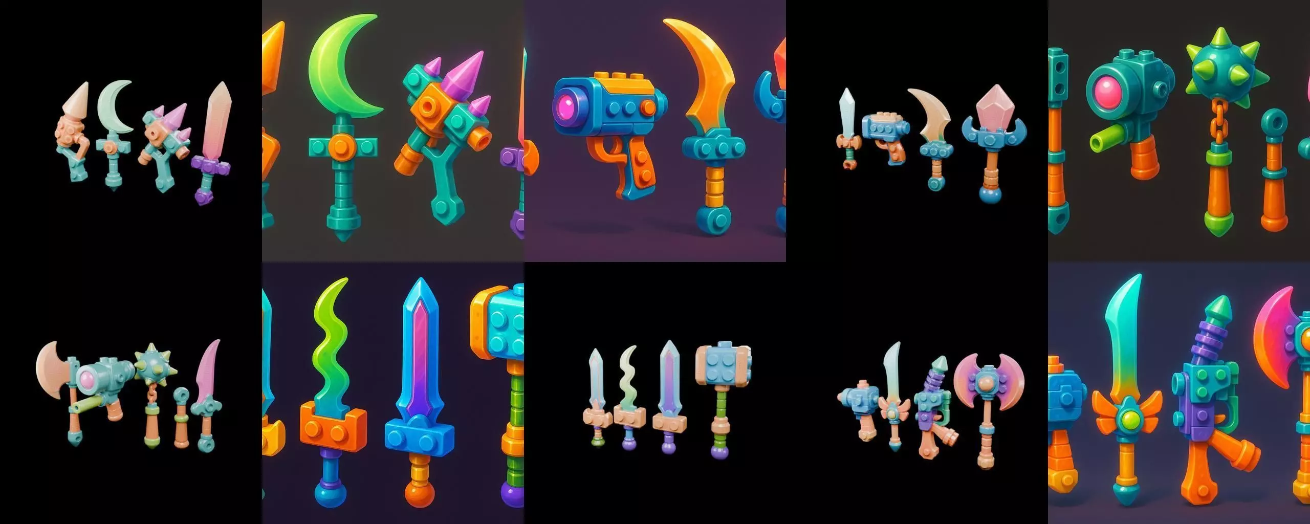 weapon Fantasy Sword and Mace bundle 8 pack 100 glb 3D model_12