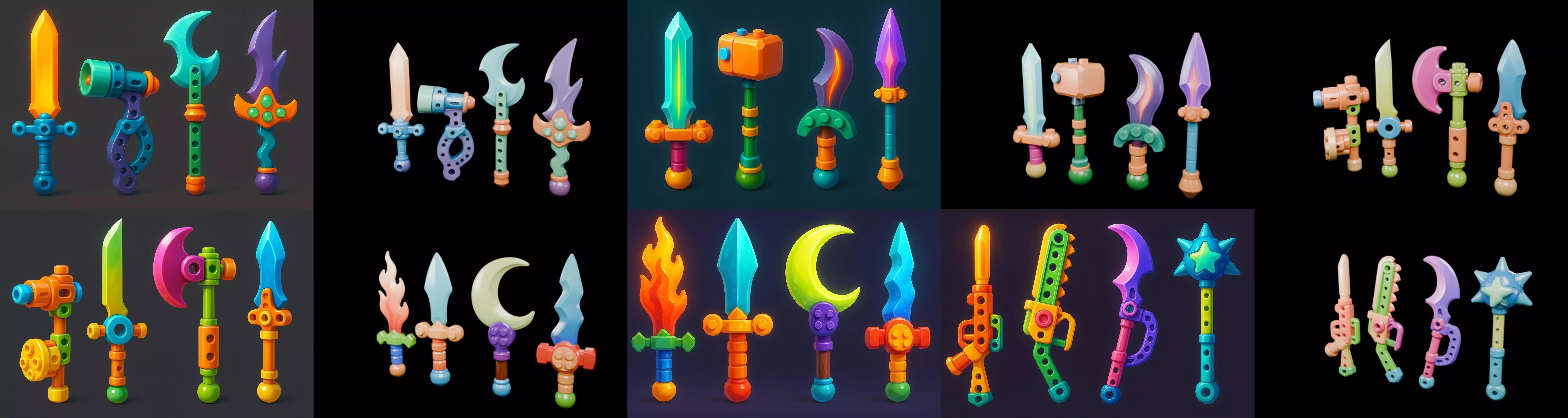 weapon Fantasy Sword and Mace bundle 8 pack 100 glb 3D model_4