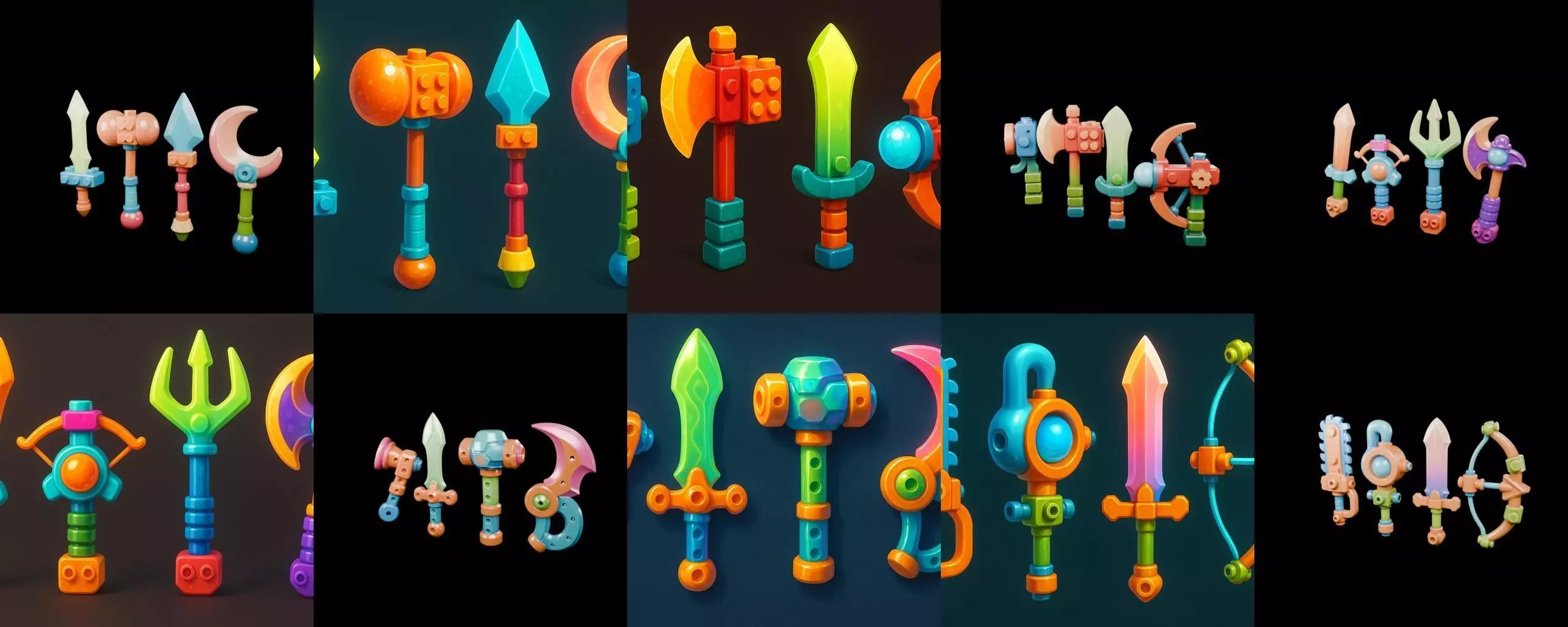 weapon Fantasy Sword and Mace bundle 8 pack 100 glb 3D model_7