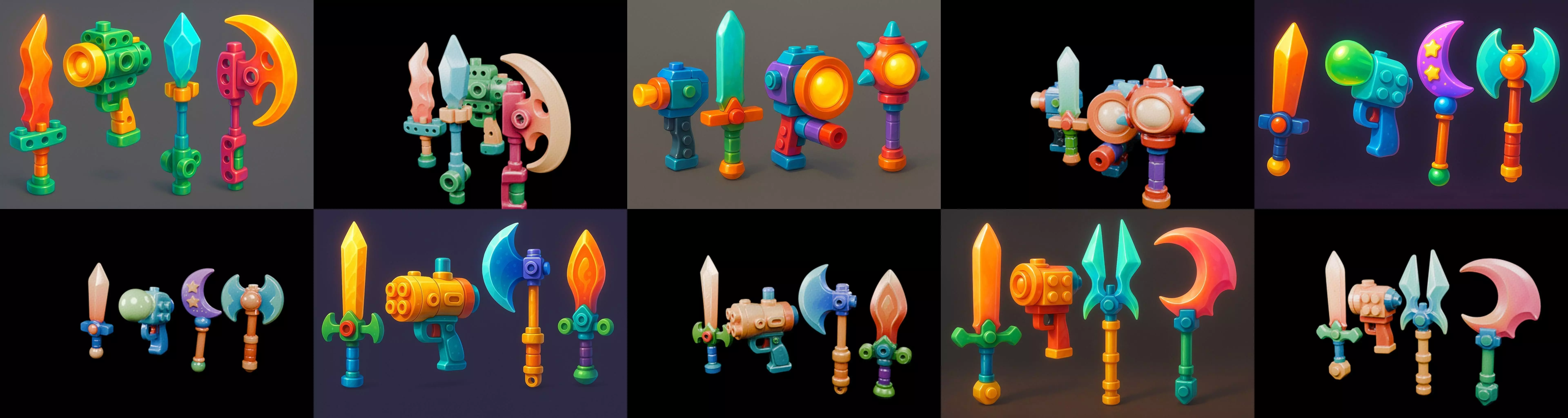 weapon Fantasy Sword and Mace bundle 8 pack 100 glb 3D model_16