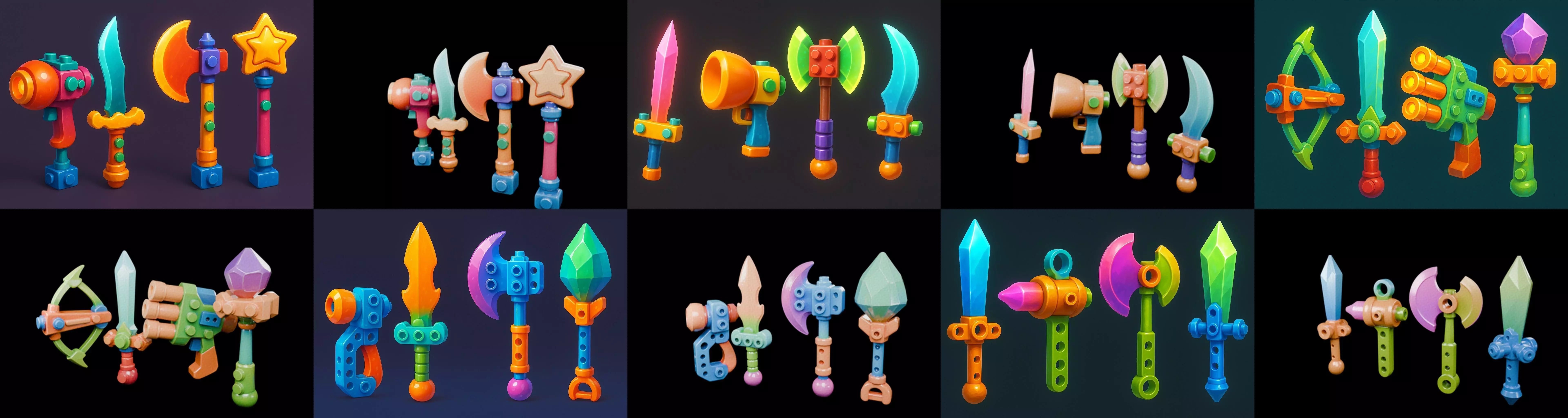 weapon Fantasy Sword and Mace bundle 8 pack 100 glb 3D model_1