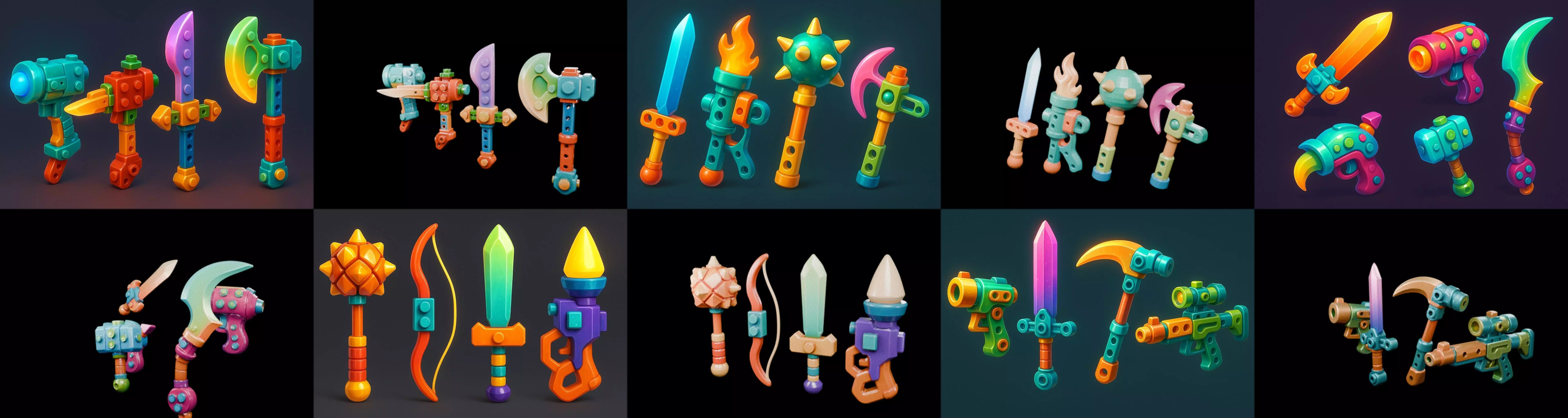 weapon Fantasy Sword and Mace bundle 8 pack 100 glb 3D model_6