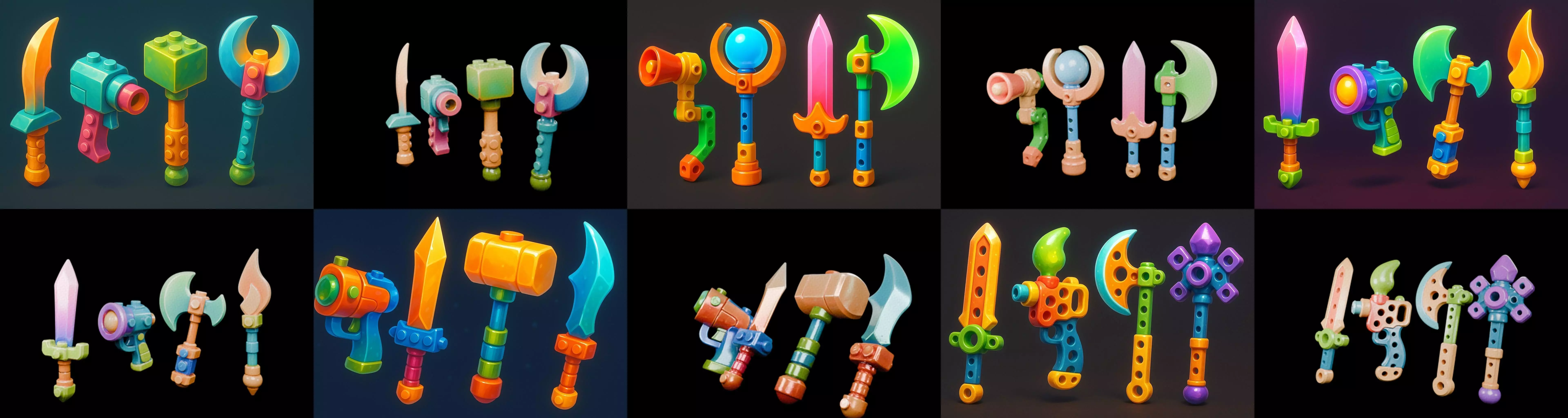 weapon Fantasy Sword and Mace bundle 8 pack 100 glb 3D model_2