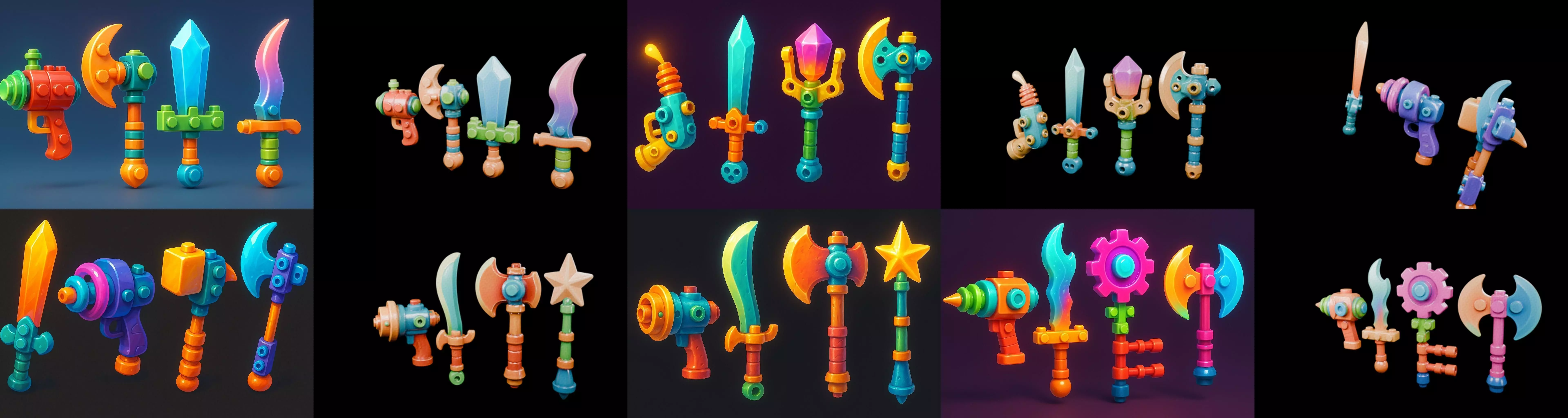 weapon Fantasy Sword and Mace bundle 8 pack 100 glb 3D model_0