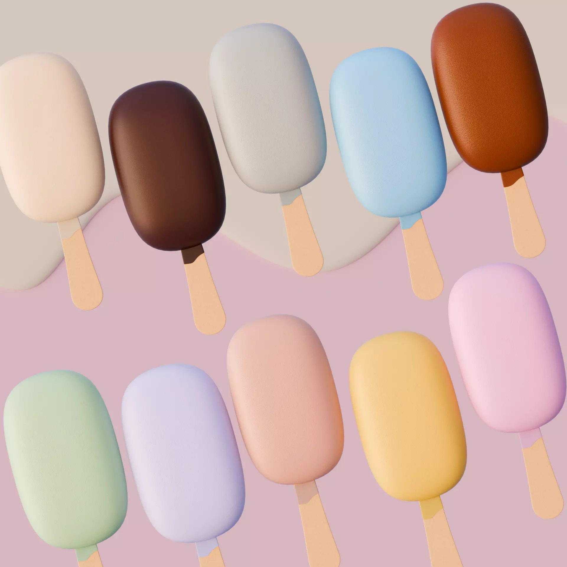 Stylized Popstick Ice Cream Pack 3D model_4