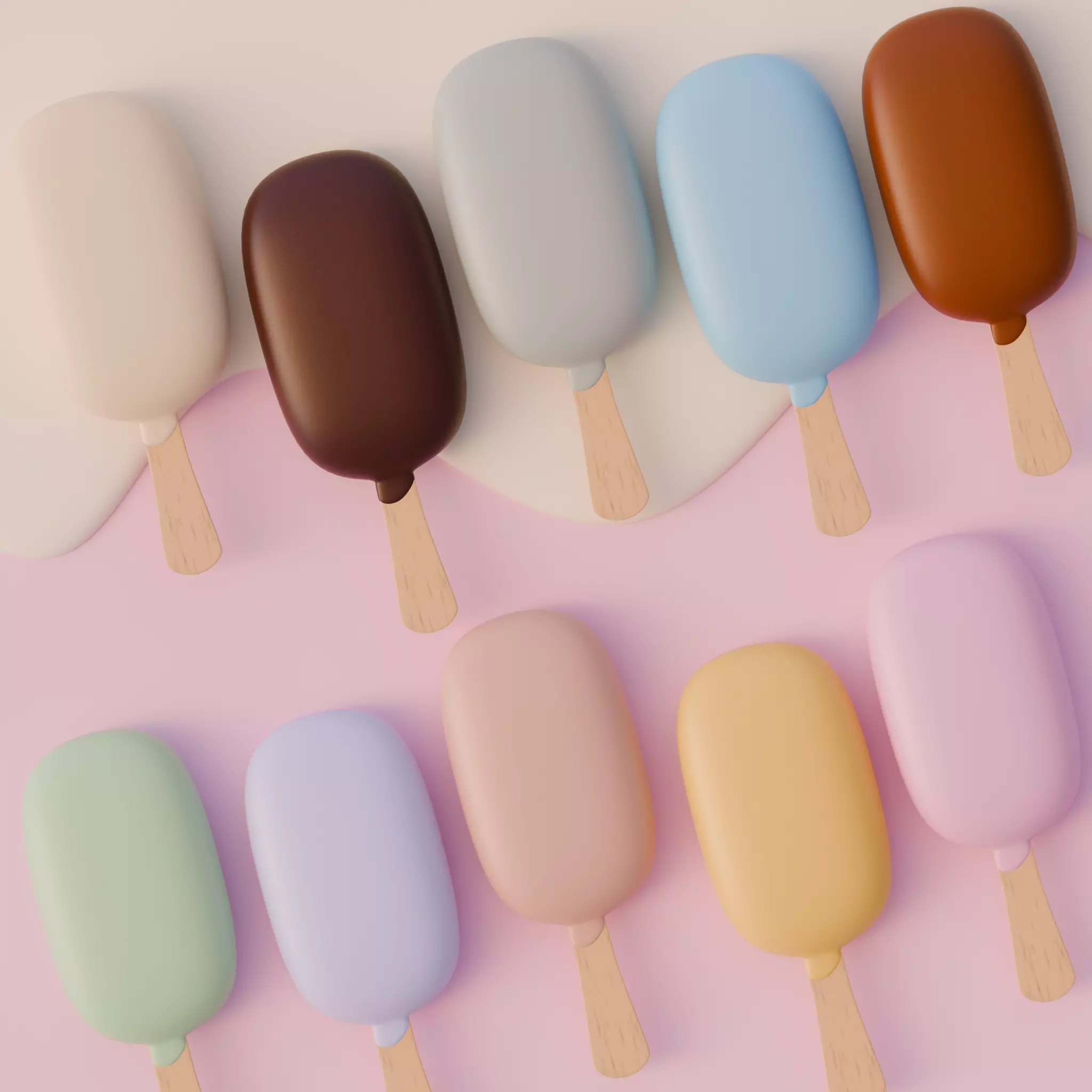 Stylized Popstick Ice Cream Pack 3D model_2