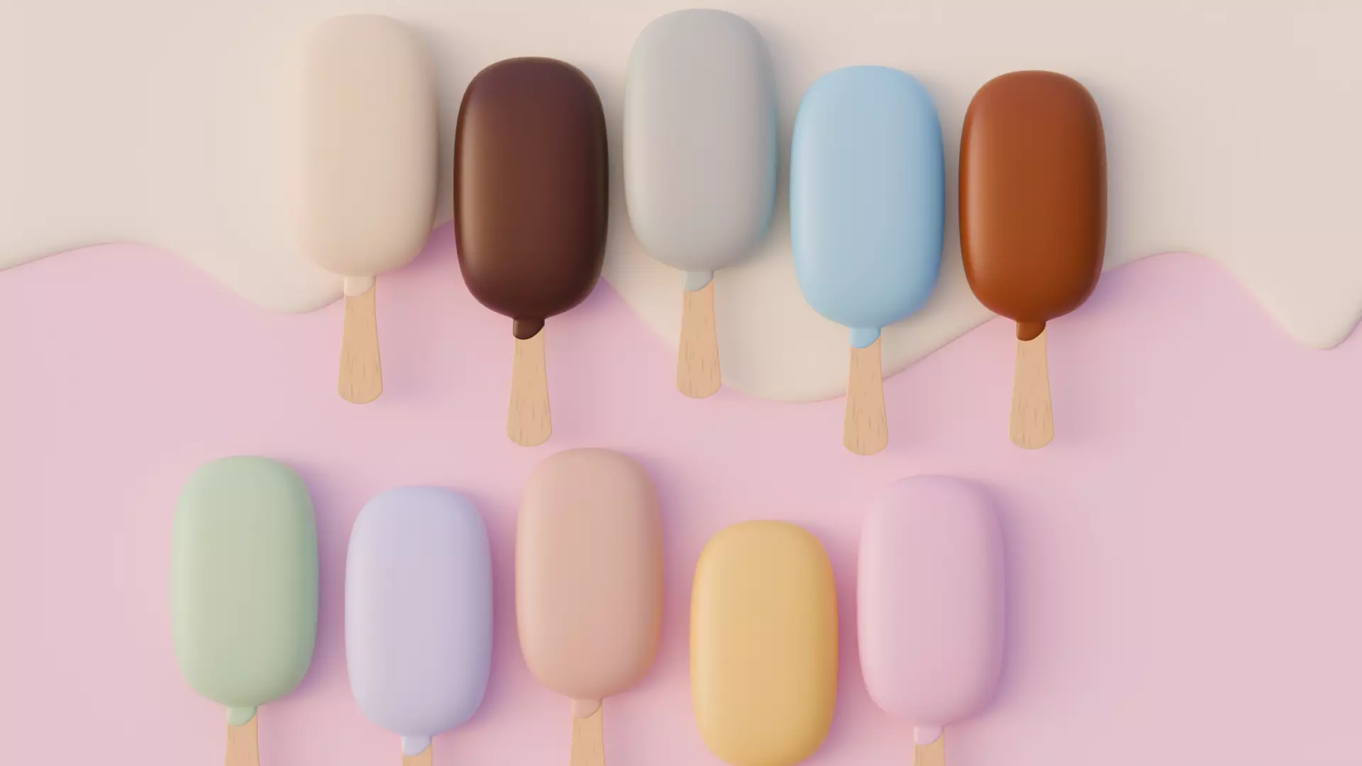 Stylized Popstick Ice Cream Pack 3D model_1