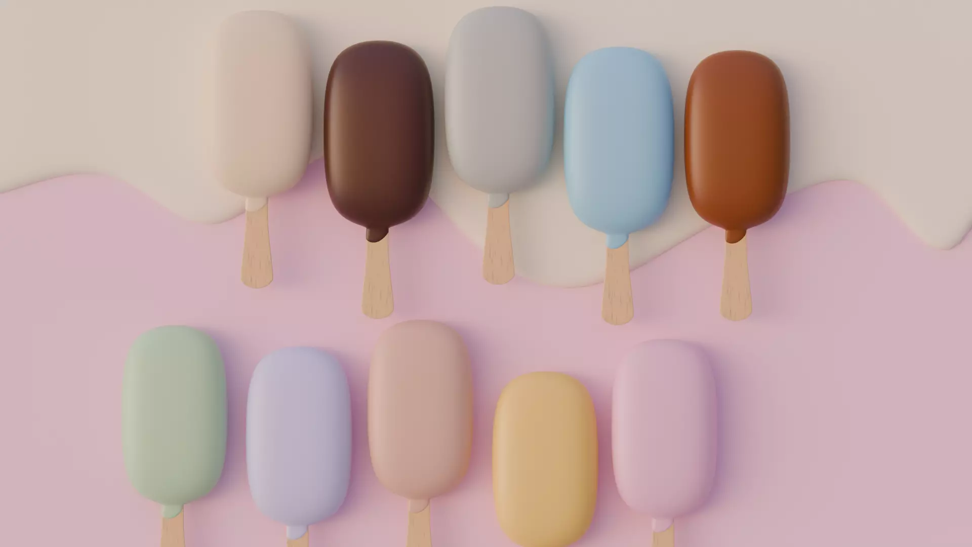 Stylized Popstick Ice Cream Pack 3D model_3