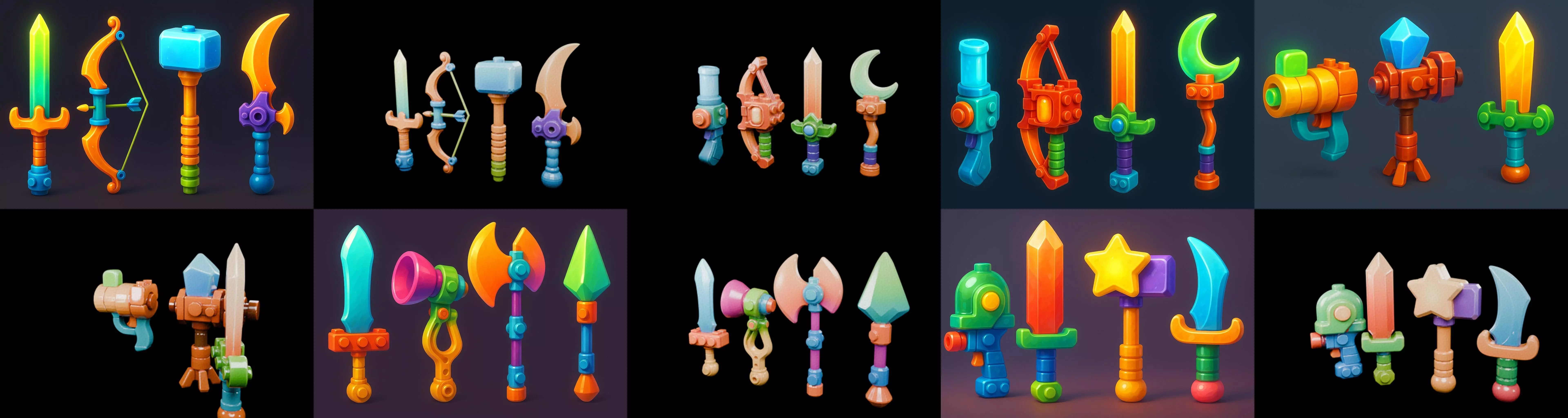 weapon Fantasy Sword and Mace bundle 7 pack 100 glb 3D model_14