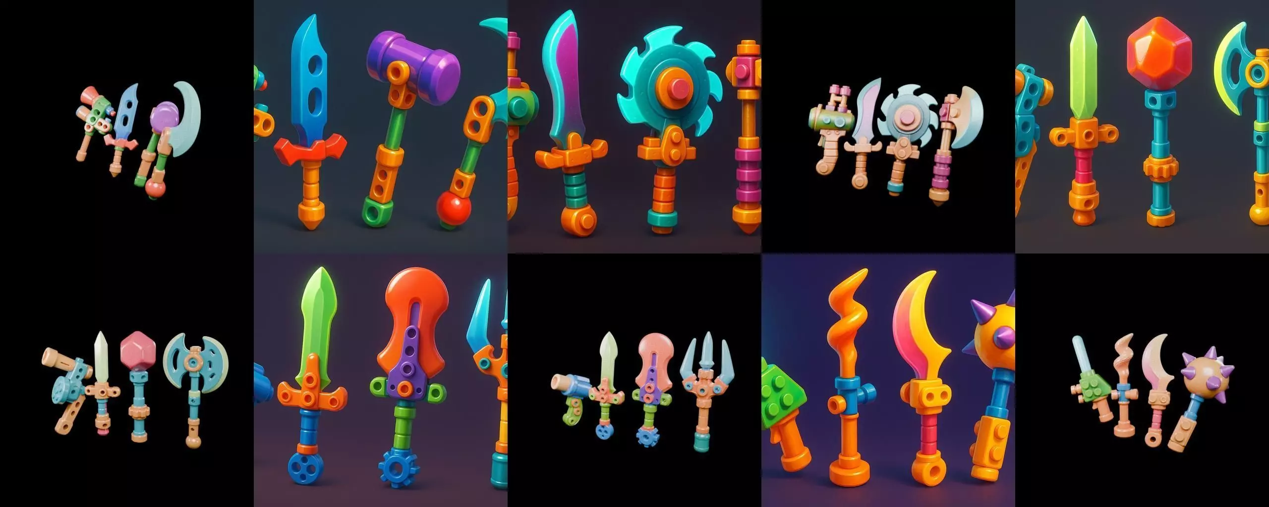 weapon Fantasy Sword and Mace bundle 7 pack 100 glb 3D model_19