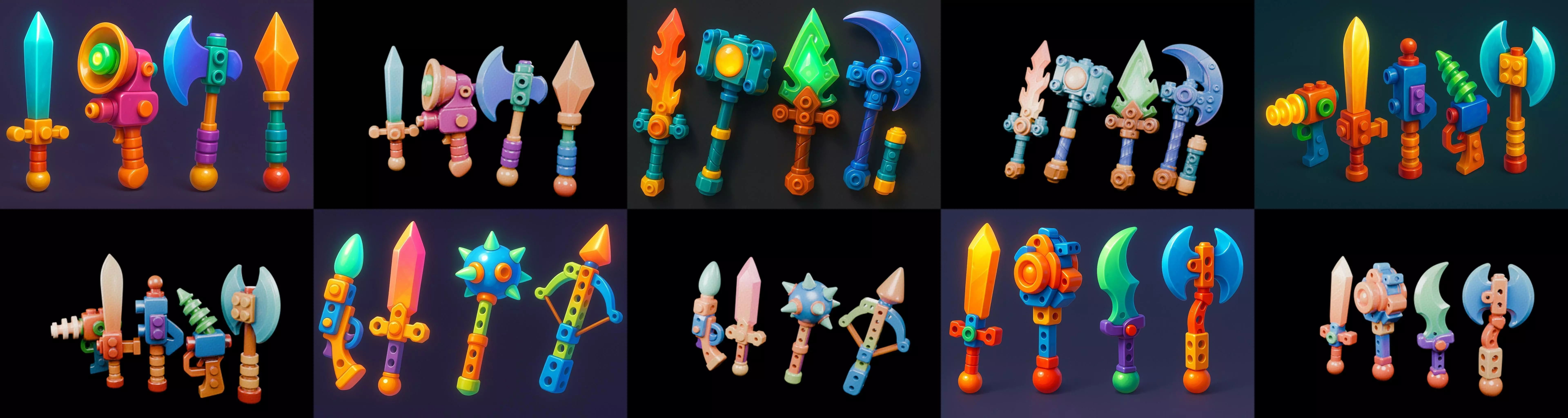 weapon Fantasy Sword and Mace bundle 7 pack 100 glb 3D model_5