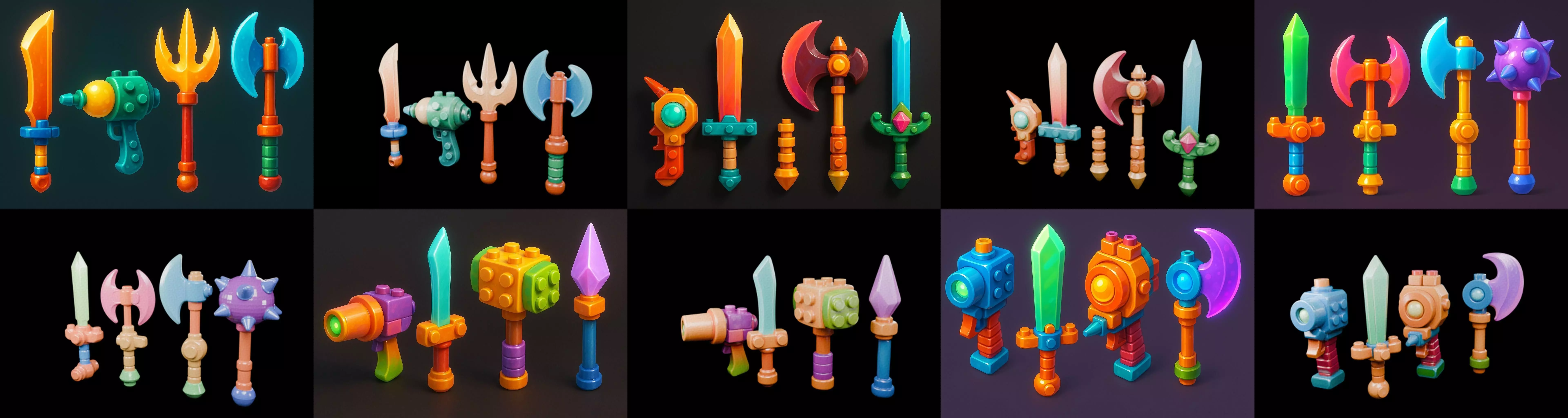 weapon Fantasy Sword and Mace bundle 7 pack 100 glb 3D model_7