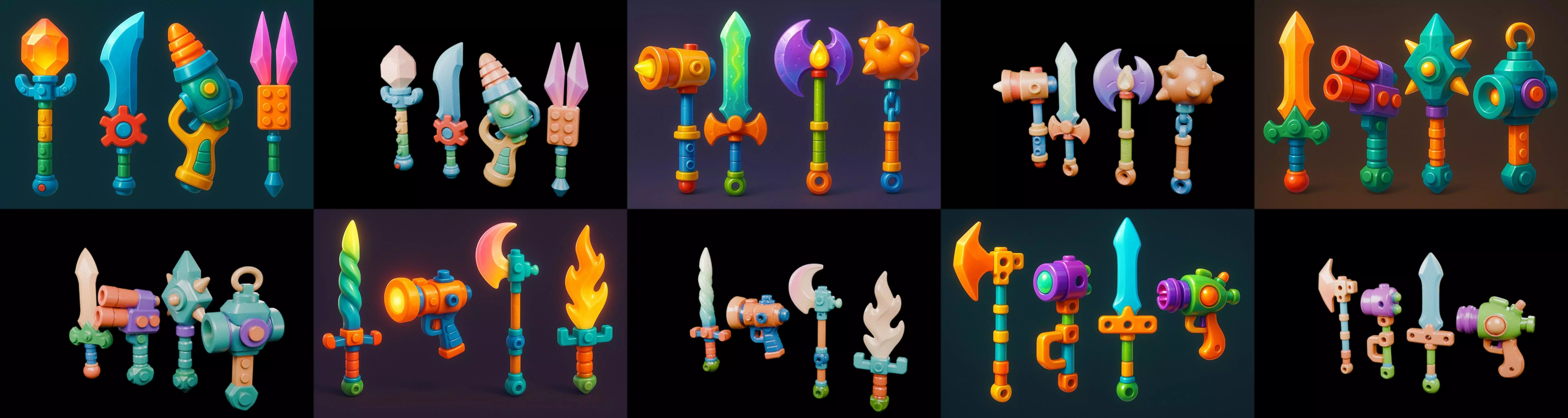 weapon Fantasy Sword and Mace bundle 7 pack 100 glb 3D model_1