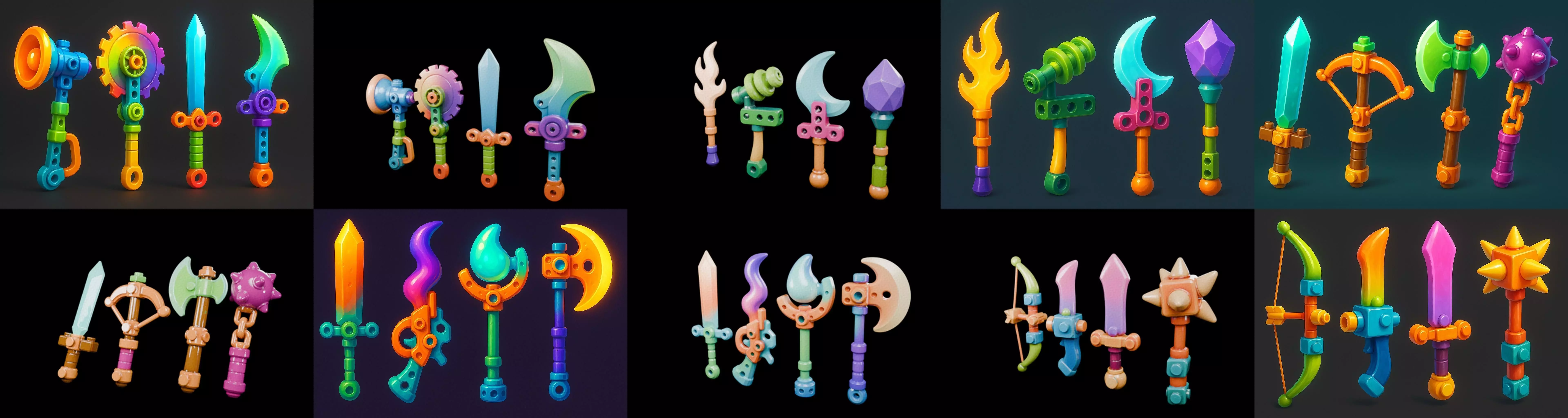 weapon Fantasy Sword and Mace bundle 7 pack 100 glb 3D model_16