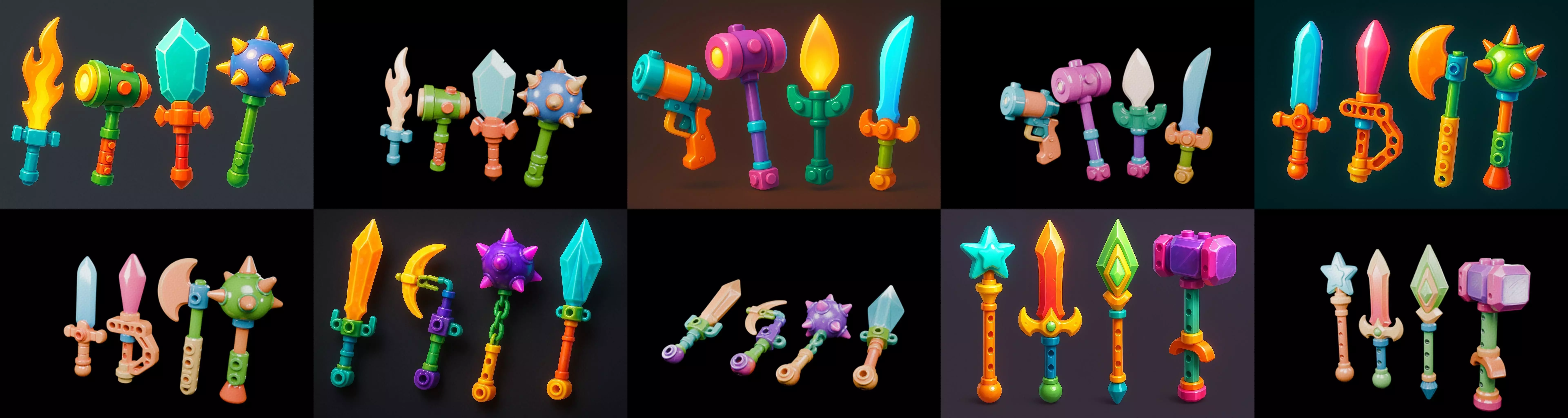 weapon Fantasy Sword and Mace bundle 7 pack 100 glb 3D model_3