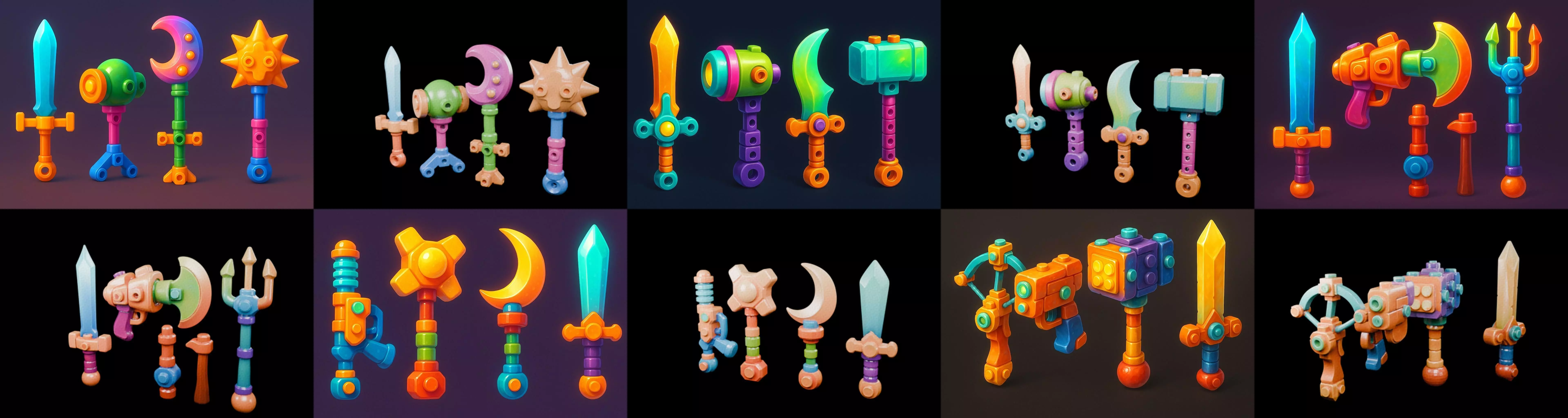 weapon Fantasy Sword and Mace bundle 7 pack 100 glb 3D model_15