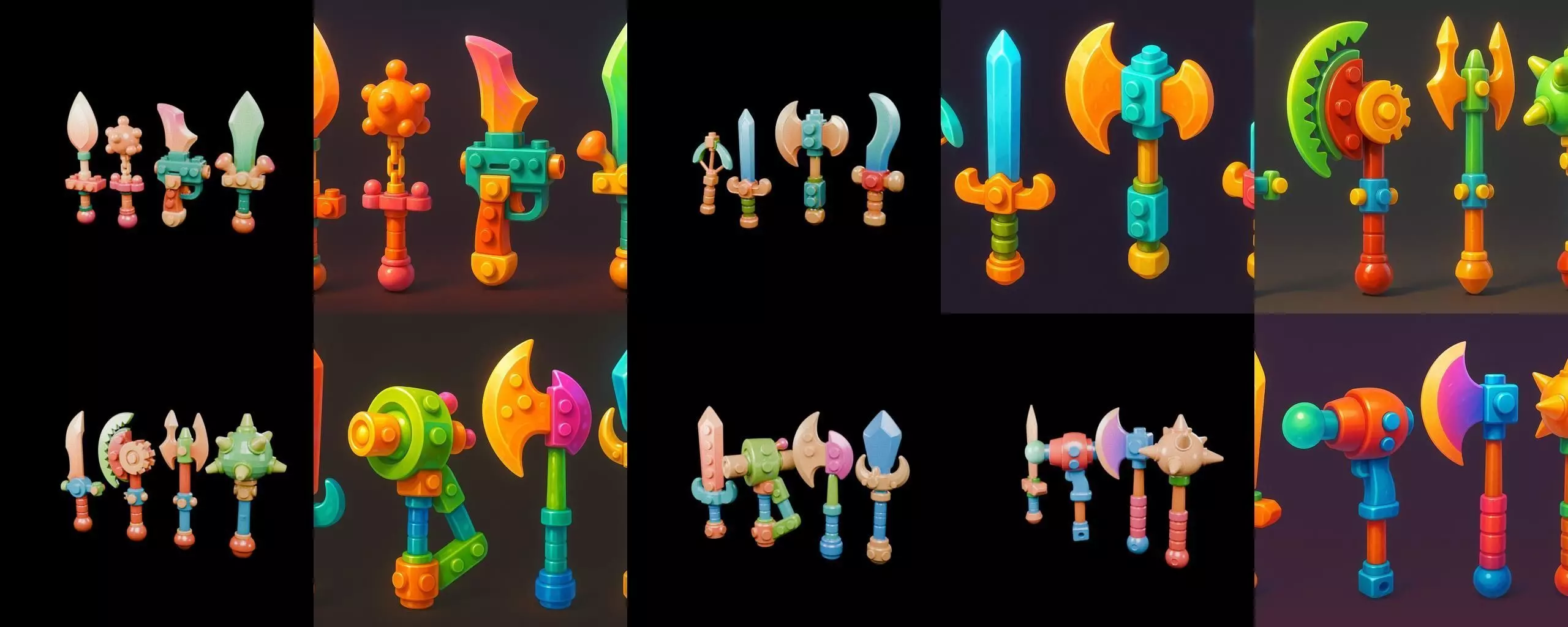 weapon Fantasy Sword and Mace bundle 7 pack 100 glb 3D model_10