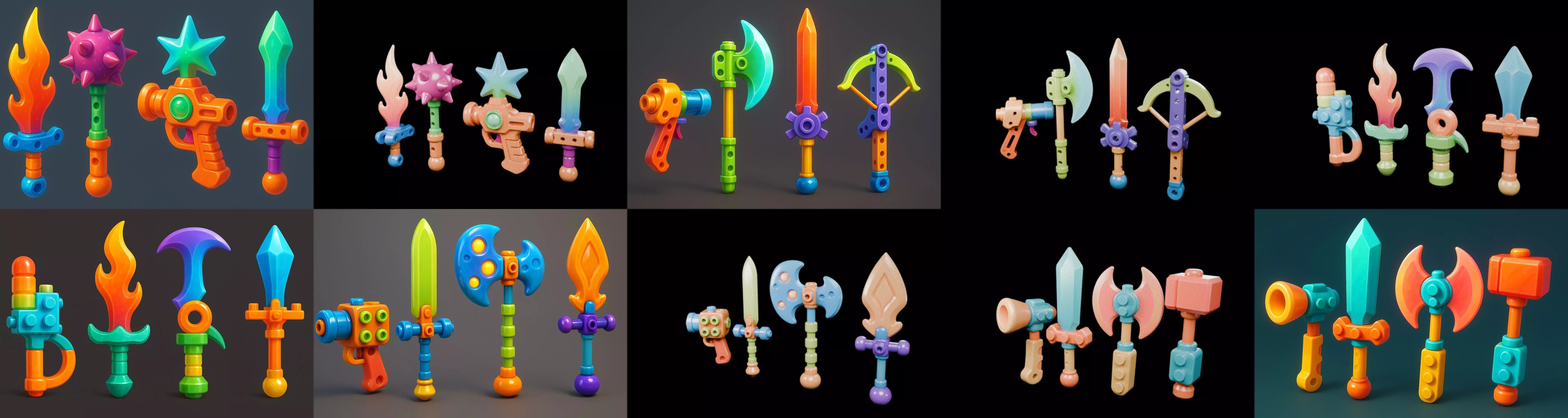 weapon Fantasy Sword and Mace bundle 7 pack 100 glb 3D model_0