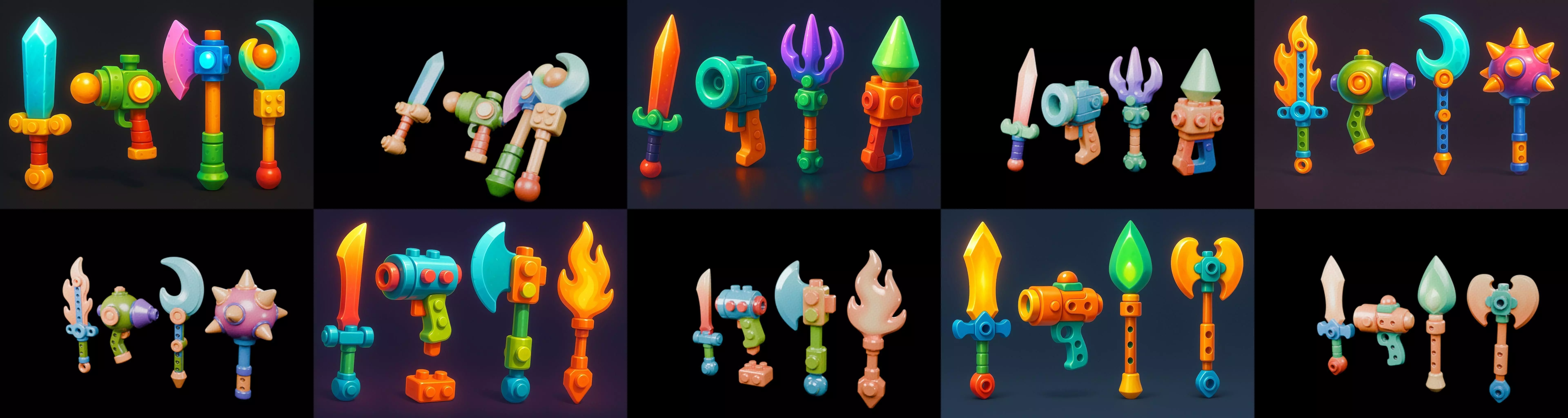 weapon Fantasy Sword and Mace bundle 7 pack 100 glb 3D model_12