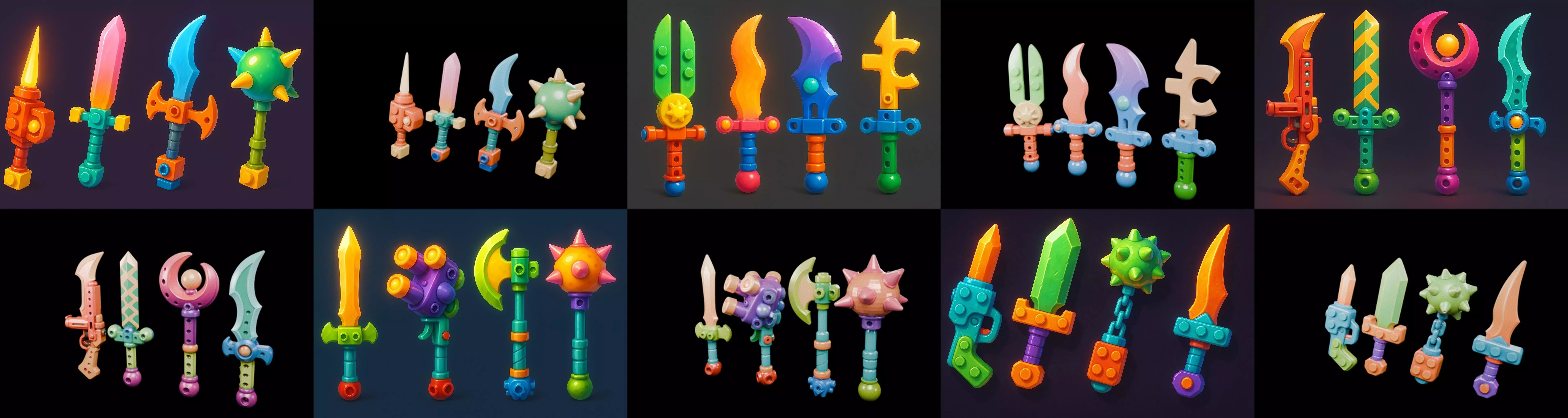 weapon Fantasy Sword and Mace bundle 7 pack 100 glb 3D model_8