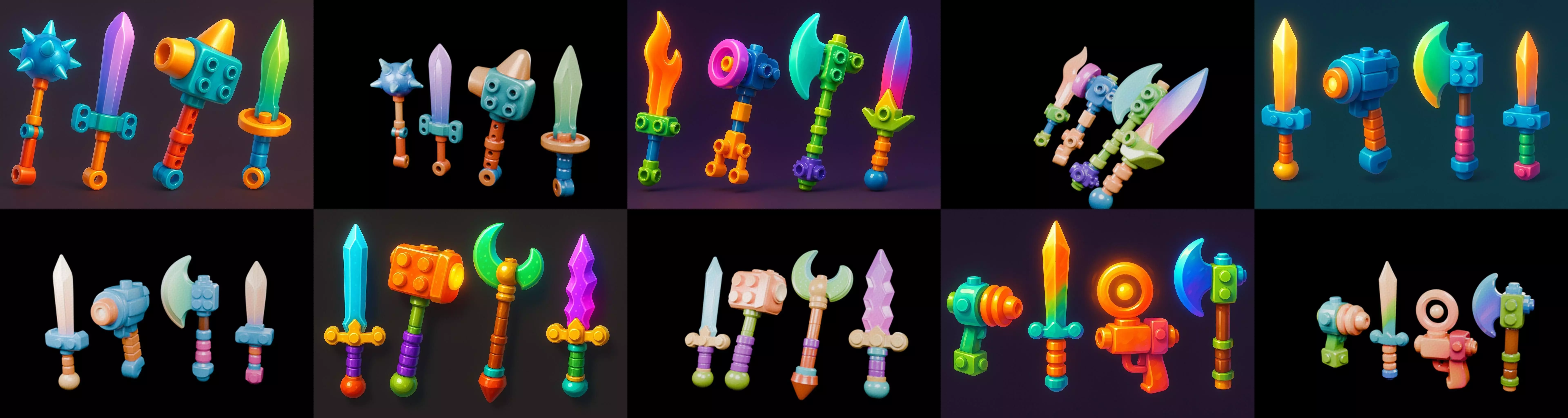 weapon Fantasy Sword and Mace bundle 7 pack 100 glb 3D model_2