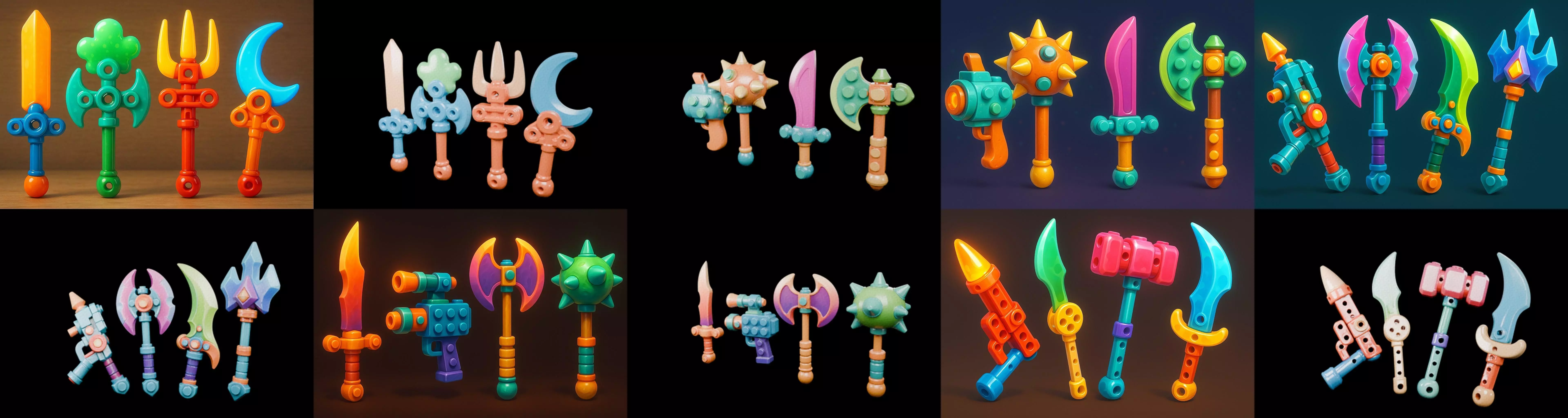 weapon Fantasy Sword and Mace bundle 7 pack 100 glb 3D model_6