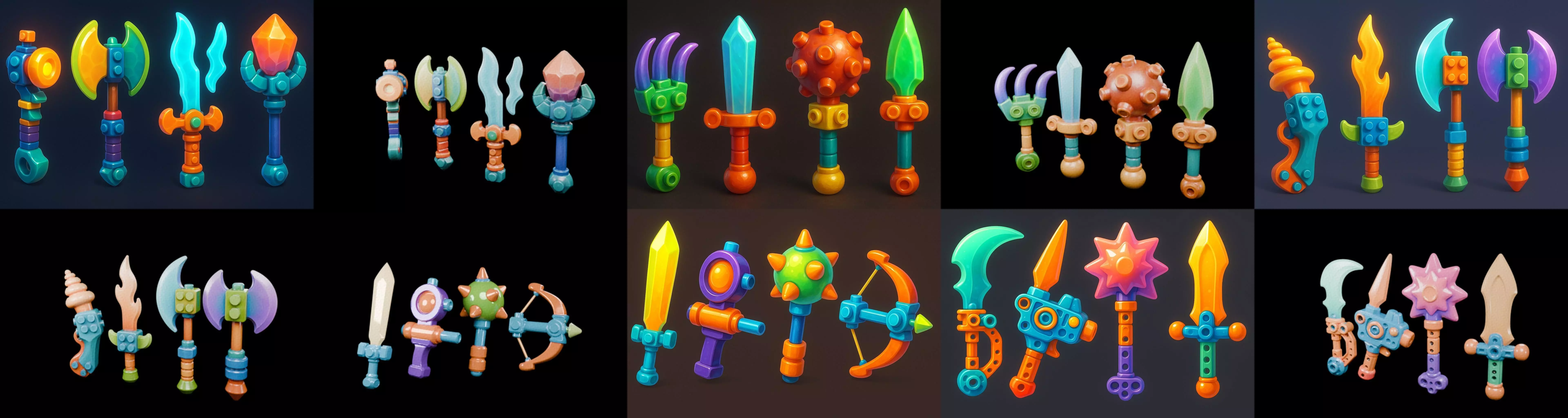 weapon Fantasy Sword and Mace bundle 7 pack 100 glb 3D model_4