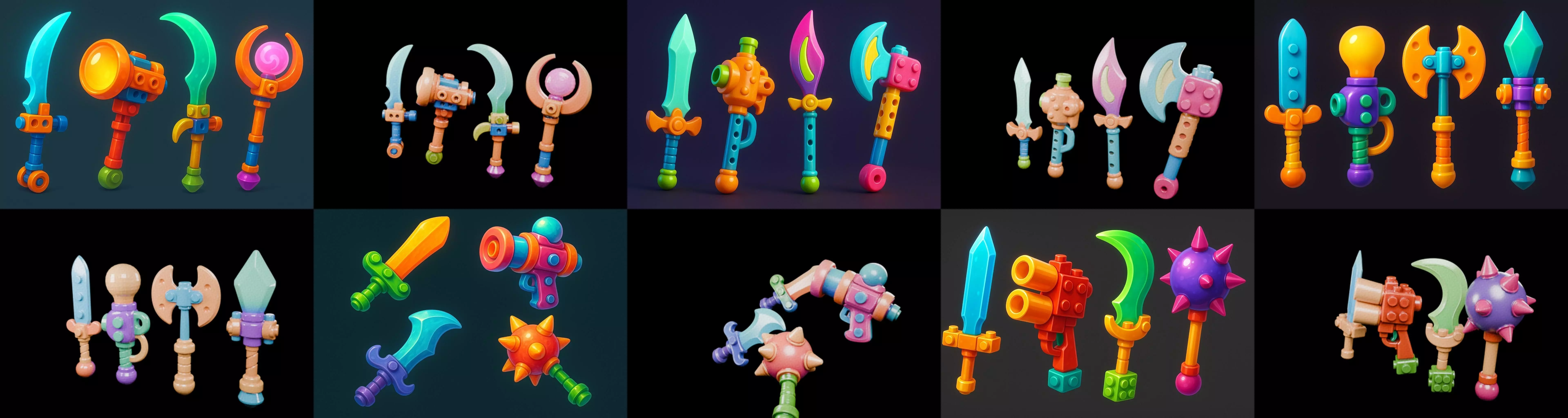 weapon Fantasy Sword and Mace bundle 6 pack 100 glb 3D model_1